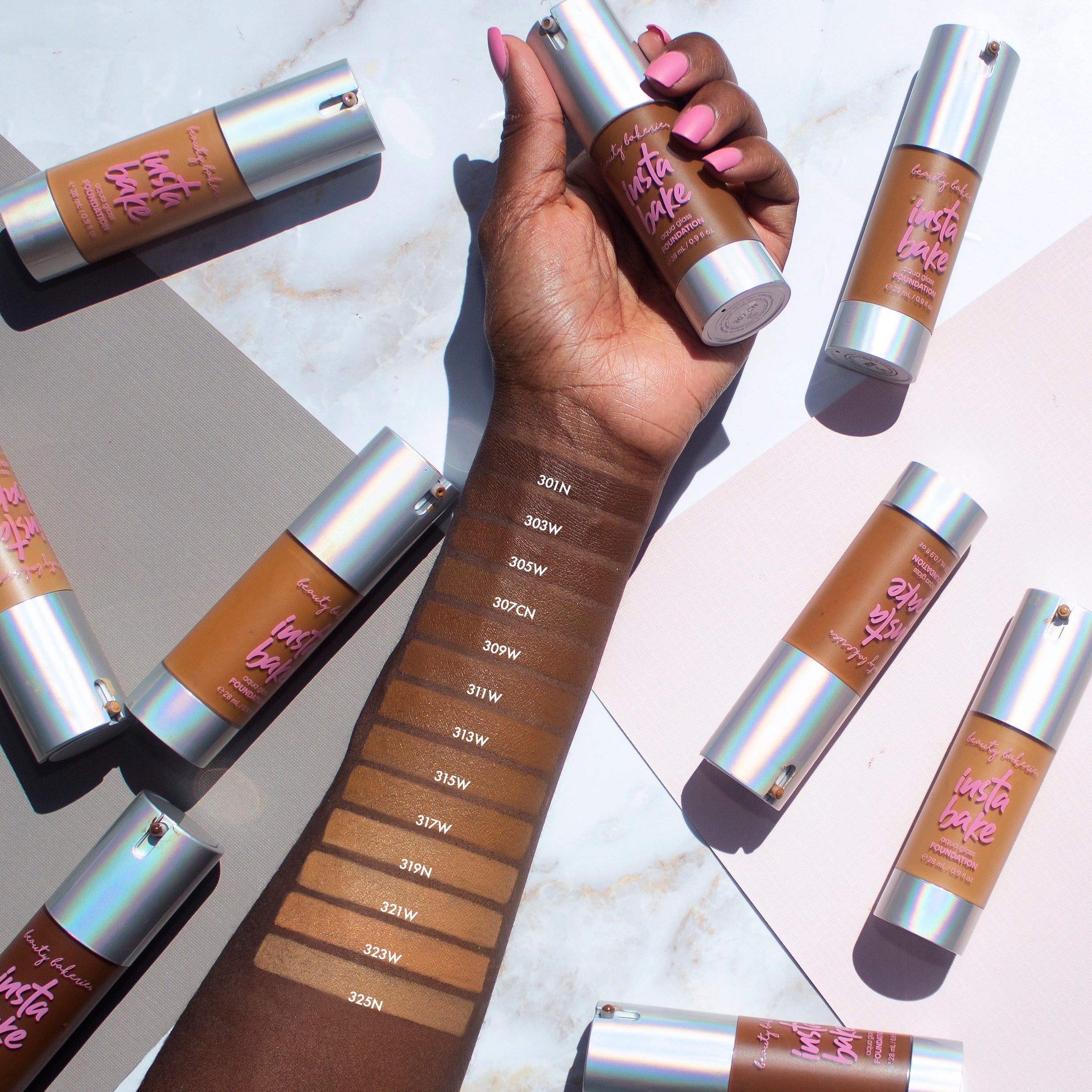 323 W InstaBake Aqua Glass Foundation